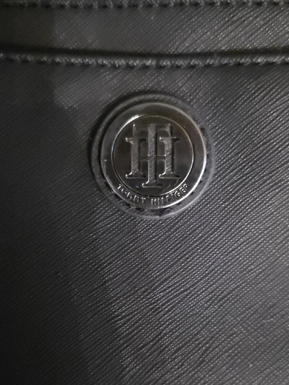 Tommy Hilfiger Black Men's Wristlet Wallet with Logo Emblem